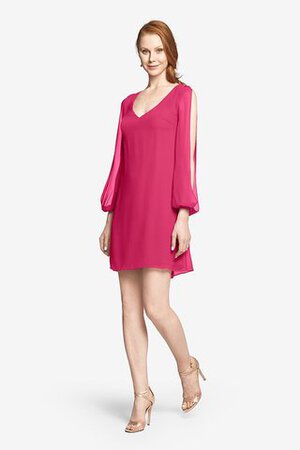 Robe demoiselle d'honneur courte longue manche nulle avec chiffon de col en v