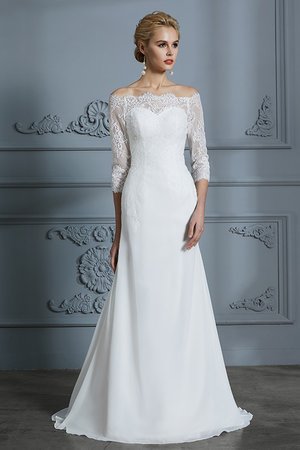 Robe de mariée avec décoration dentelle en chiffon gracieux de sirène naturel