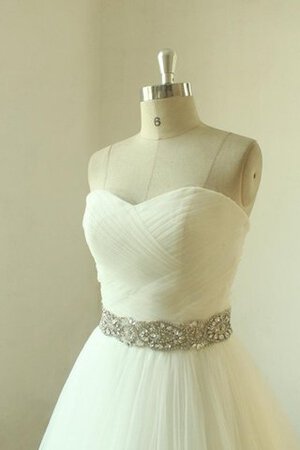 Robe de mariée de bustier ceinture en étoffe de lotus ligne a dos nu