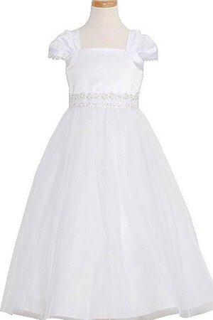 Robe cortège fille brillant de col carré avec manche courte a-ligne