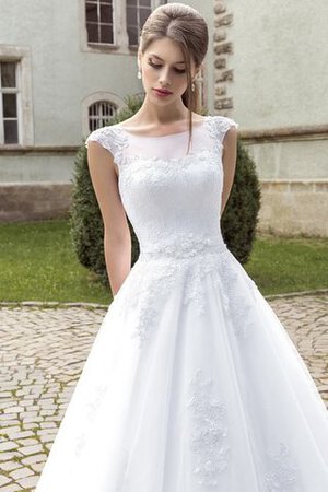 Robe de mariée plissage vintage a-ligne de col bateau manche nulle