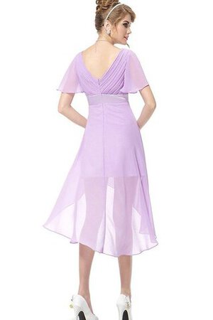 Robe de cocktail plissage bref avec chiffon avec manche courte de tour de ceinture en haute