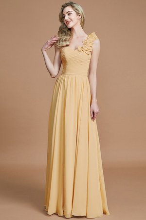 Robe demoiselle d'honneur naturel ligne a en chiffon de princesse avec sans manches