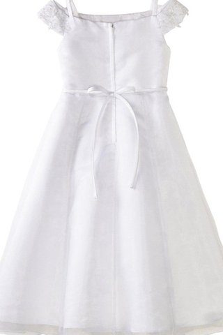 Robe cortège fille d'epaule ecrite a-ligne decoration en fleur avec zip avec sans manches