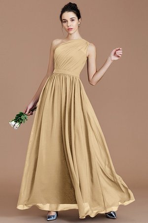 Robe demoiselle d'honneur naturel ligne a jusqu'au sol avec chiffon ruché