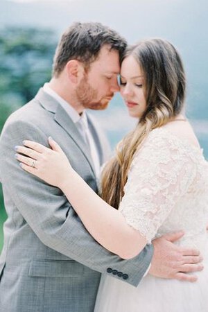 Robe de mariée a plage fermeutre eclair jusqu'au sol avec manche 1/2 epaule nue