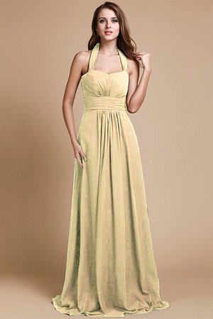 Robe demoiselle d'honneur fermeutre eclair de lotus dénudé manche nulle en chiffon