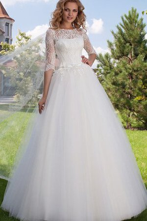 Robe de mariée romantique cordon de mode de bal en 1/2 manche de traîne courte