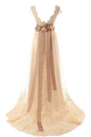 Robe de mariée v encolure joli de princesse textile en tulle avec manche courte