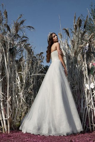 Robe de mariée naturel jusqu'au sol manche nulle ceinture en étoffe appliques