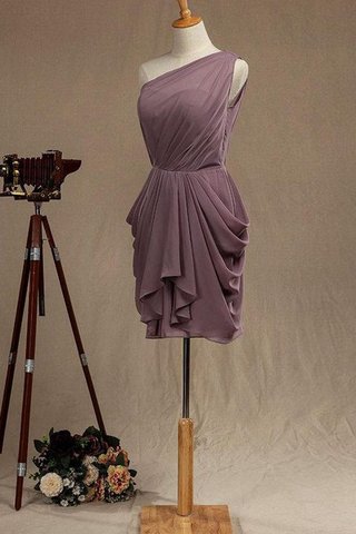 Robe demoiselle d'honneur bref plissage ligne a avec chiffon d'épaule asymétrique