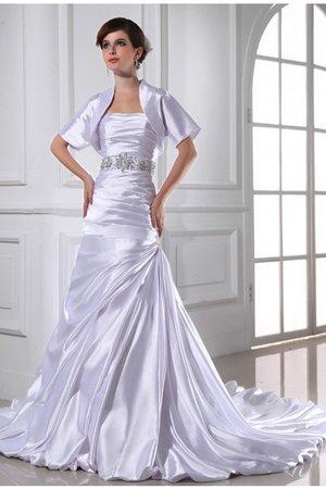 Robe de mariée satin tissé extensible cordon de bustier de sirène avec perle