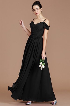 Robe demoiselle d'honneur a-ligne epaule nue de princesse manche nulle avec chiffon