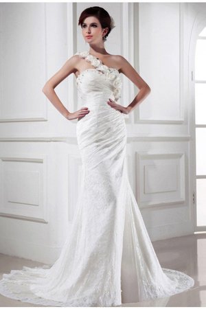 Robe de mariée longue avec perle de sirène avec fleurs manche nulle