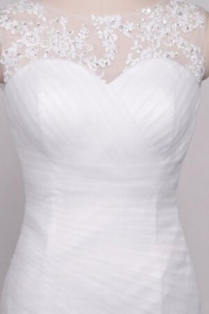 Robe de mariée naturel en organza avec décoration dentelle avec sans manches de col en cœur