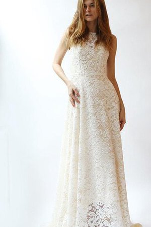 Robe de mariée romantique fermeutre eclair jusqu'au sol en dentelle a plage