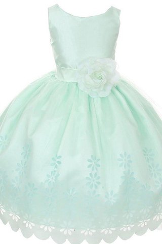 Robe cortège fille plissage manche nulle avec fleurs a-ligne