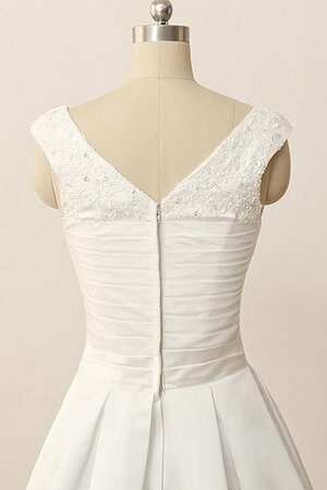 Robe de mariée plissage bref avec manche courte avec zip avec manche épeules enveloppants