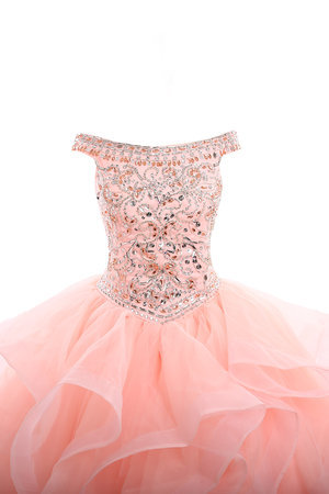 Robe de quinceanera intemporel facile officiel avec manche courte de col bateau