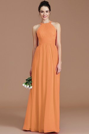 Robe demoiselle d'honneur naturel de princesse avec sans manches ruché avec chiffon