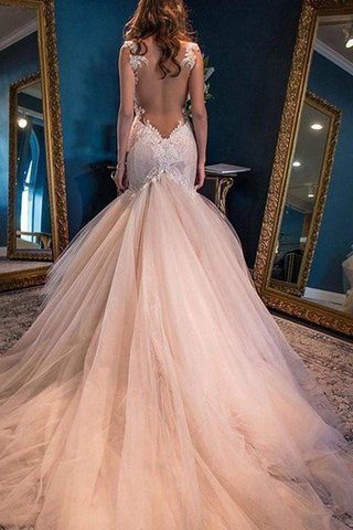 Robe de mariée femme branché romantique de sirène en tulle manche nulle