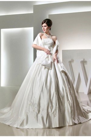 Robe de mariée longue broder en satin de mode de bal cordon
