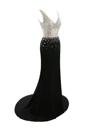 Robe de soirée facile solennelle charmeuse avec perle en tulle
