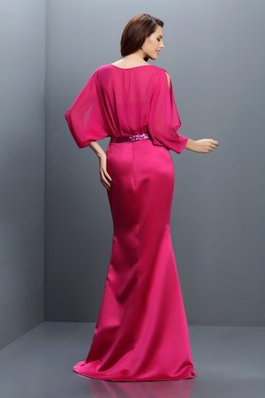 Robe demoiselle d'honneur avec chiffon de sirène avec ruban ceinture col en bateau