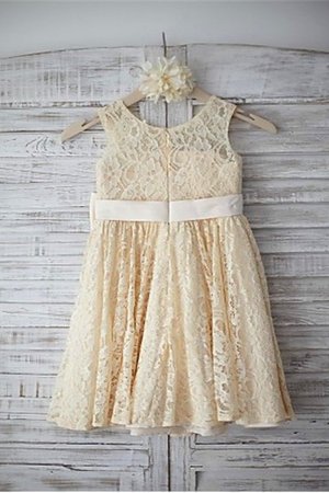 Robe cortège fille de princesse jusqu'au sol avec fleurs avec zip encolure ronde