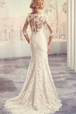 Robe de mariée sexy boutonné avec décoration dentelle de sirène avec manche 3/4