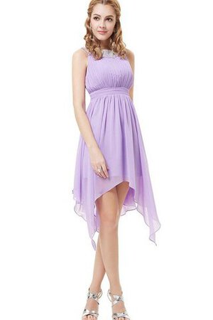 Robe fête de la rentrée haut bas en chiffon asymétrique ruché avec zip