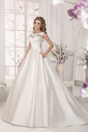 Robe de mariée naturel longue en satin jusqu'au sol decoration en fleur