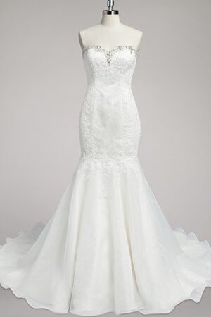 Robe de mariée naturel de sirène en organza cordon manche nulle