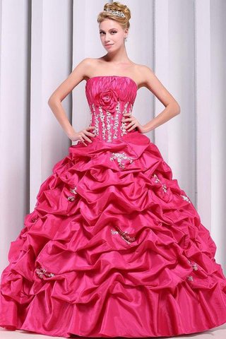 Robe de quinceanera naturel en satin avec lacets avec perle de mode de bal