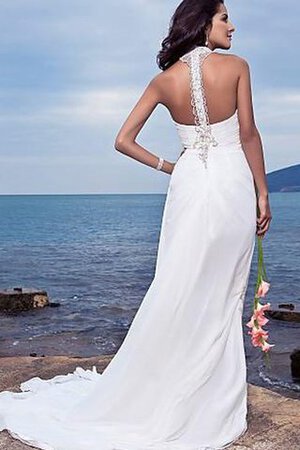 Robe de mariée naturel de fourreau dénudé avec perle de traîne moyenne