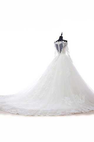 Robe de mariée naturel en tulle col en forme de cœur appliques avec décoration dentelle