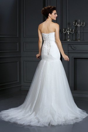 Robe de mariée longue de traîne moyenne de fourreau avec perle avec sans manches