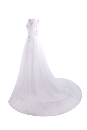 Robe de mariée formelle facile versicolor col en bateau en tulle