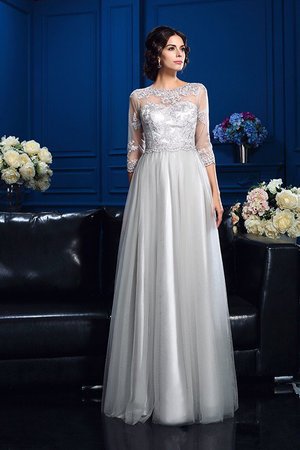 Robe mère de mariée longue avec zip a-ligne appliques col u profond