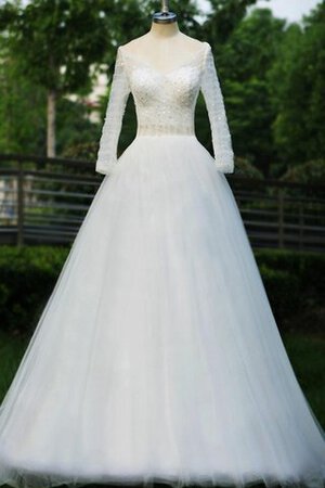 Robe de mariée plissé ruché avec perle de traîne courte v encolure