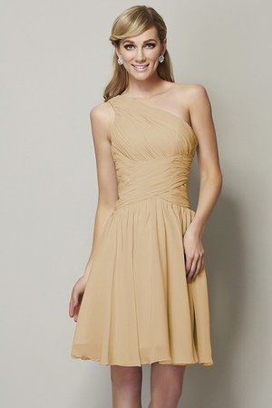 Robe demoiselle d'honneur naturel courte de princesse avec chiffon ligne a