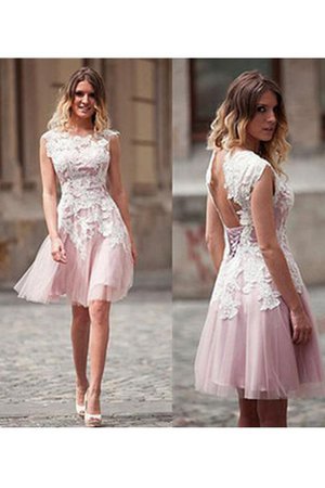 Robe de cocktail bref a-ligne decoration en fleur textile en tulle de princesse