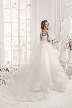 Robe de mariée naturel col en bateau de traîne moyenne en 1/2 manche en organza