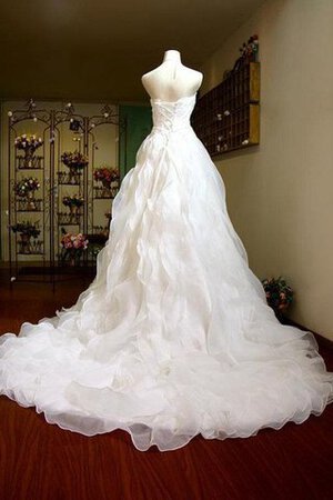 Robe de mariée en organza de lotus noeud de col en cœur en dentelle