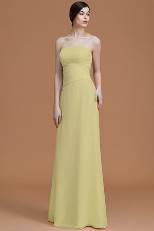 Robe demoiselle d'honneur naturel ruché a-ligne avec chiffon de princesse