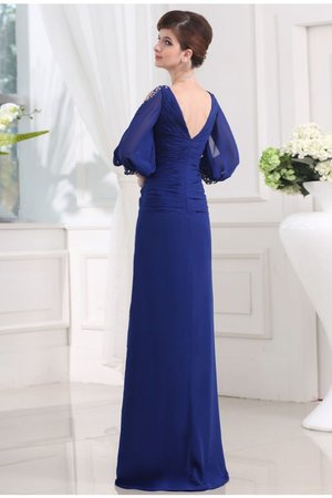 Robe de bal longue avec manche 3/4 gaine v encolure fermeutre eclair