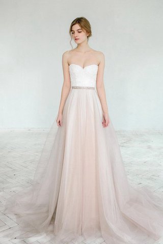 Robe de mariée luxueux manche nulle de traîne moyenne avec perle avec ruban