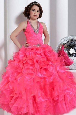 Robe cortège fille longue de mode de bal avec perle avec sans manches en organza