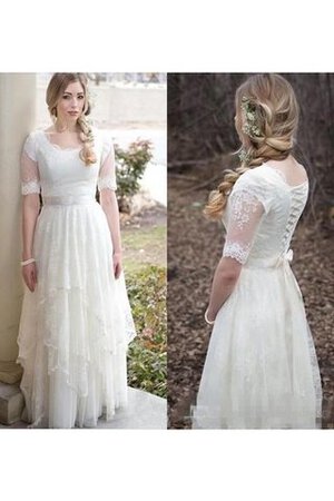 Robe de mariée festonné romantique plissage a plage avec gradins