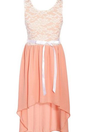 Robe cortège fille naturel avec nœud en dentelle ligne a encolure ronde